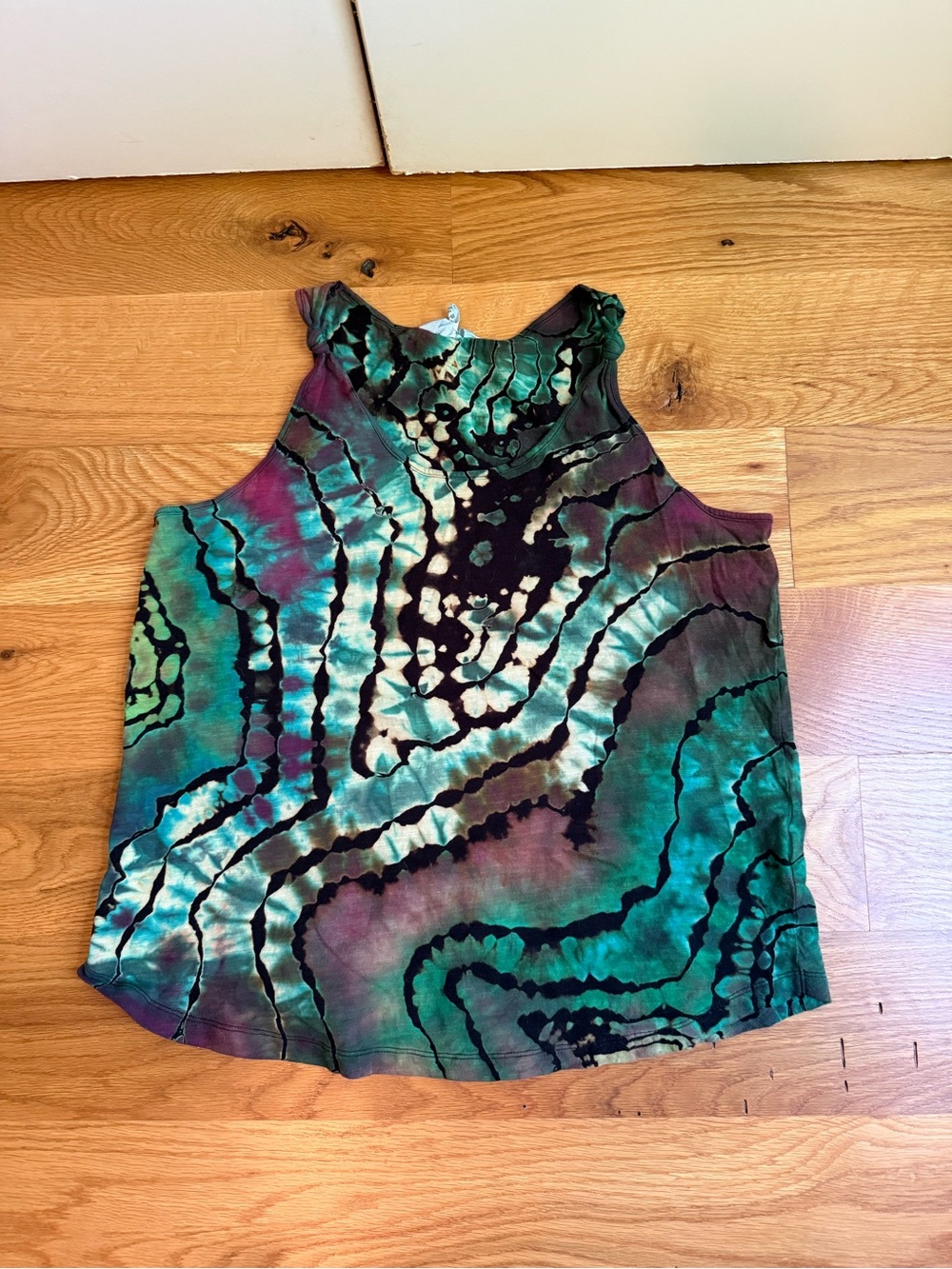 Tie-Dye Sleeveless Tank Top - Teal & Purple